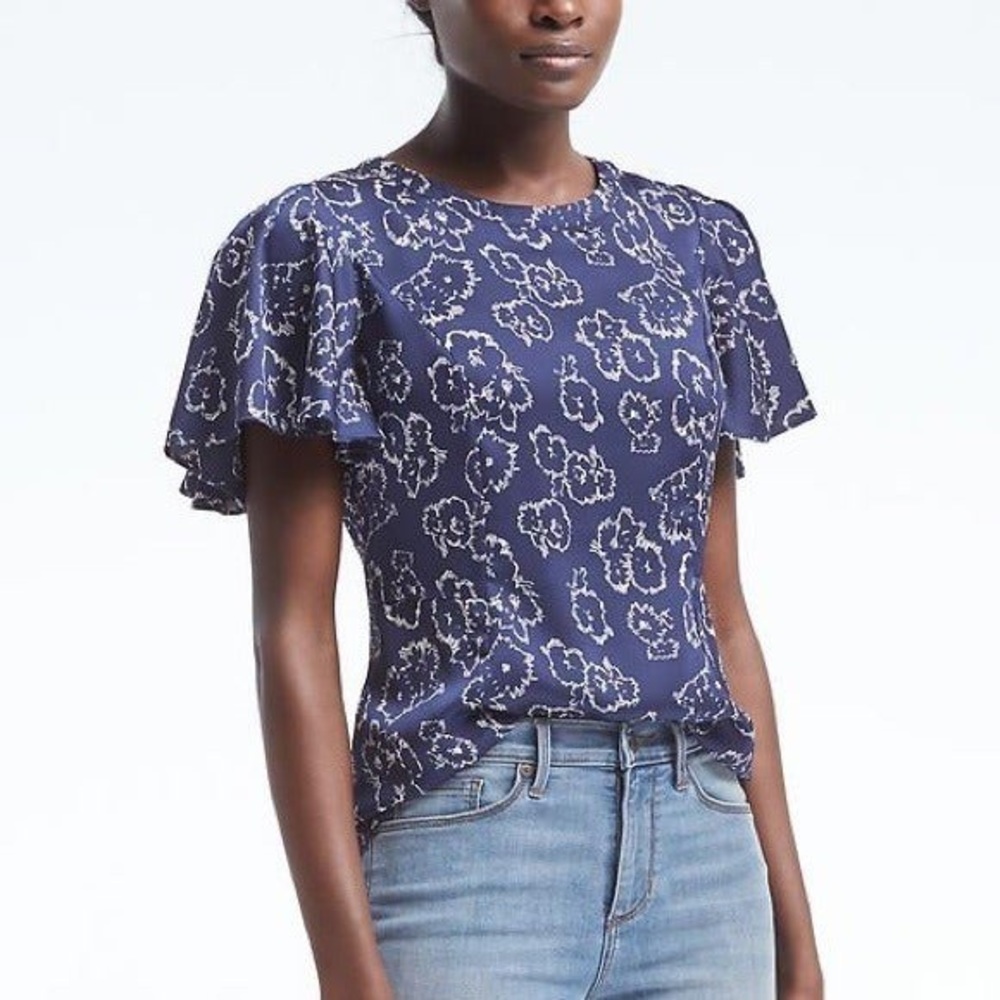 Banana Republic Floral Blue Blouse